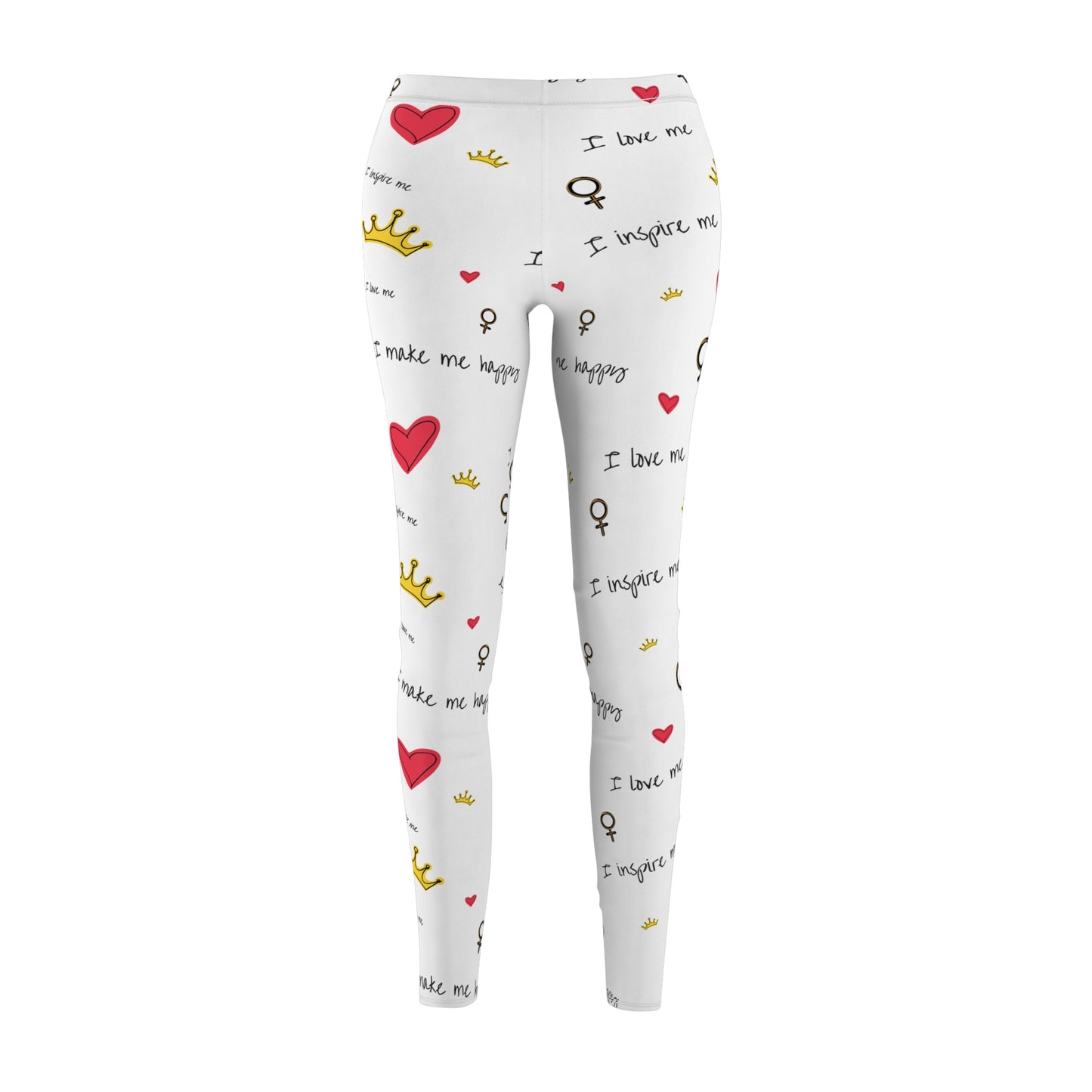 Inspirational Women's Leggings with Heart and Crown Design