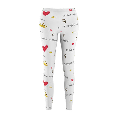 Inspirational Women's Leggings with Heart and Crown Design