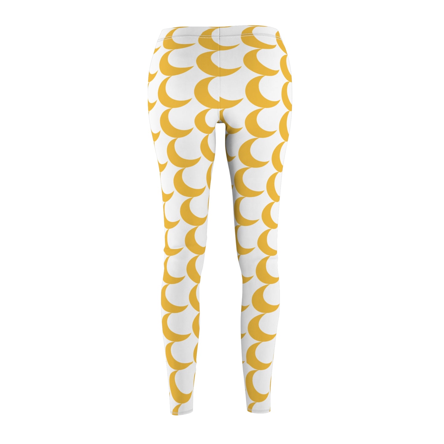 Yellow Crescent Pattern Leggings — Women's Casual All-Over Print Leggings