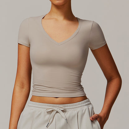 Short Sleeve Yoga Jacket Running Pilates Workout Clothes