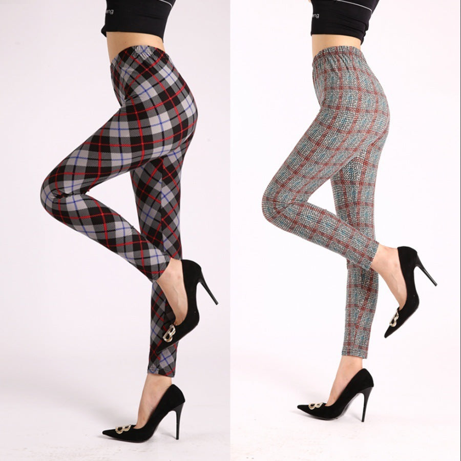 Autumn Underwear Leggings Stretch Printed High-waisted Trousers