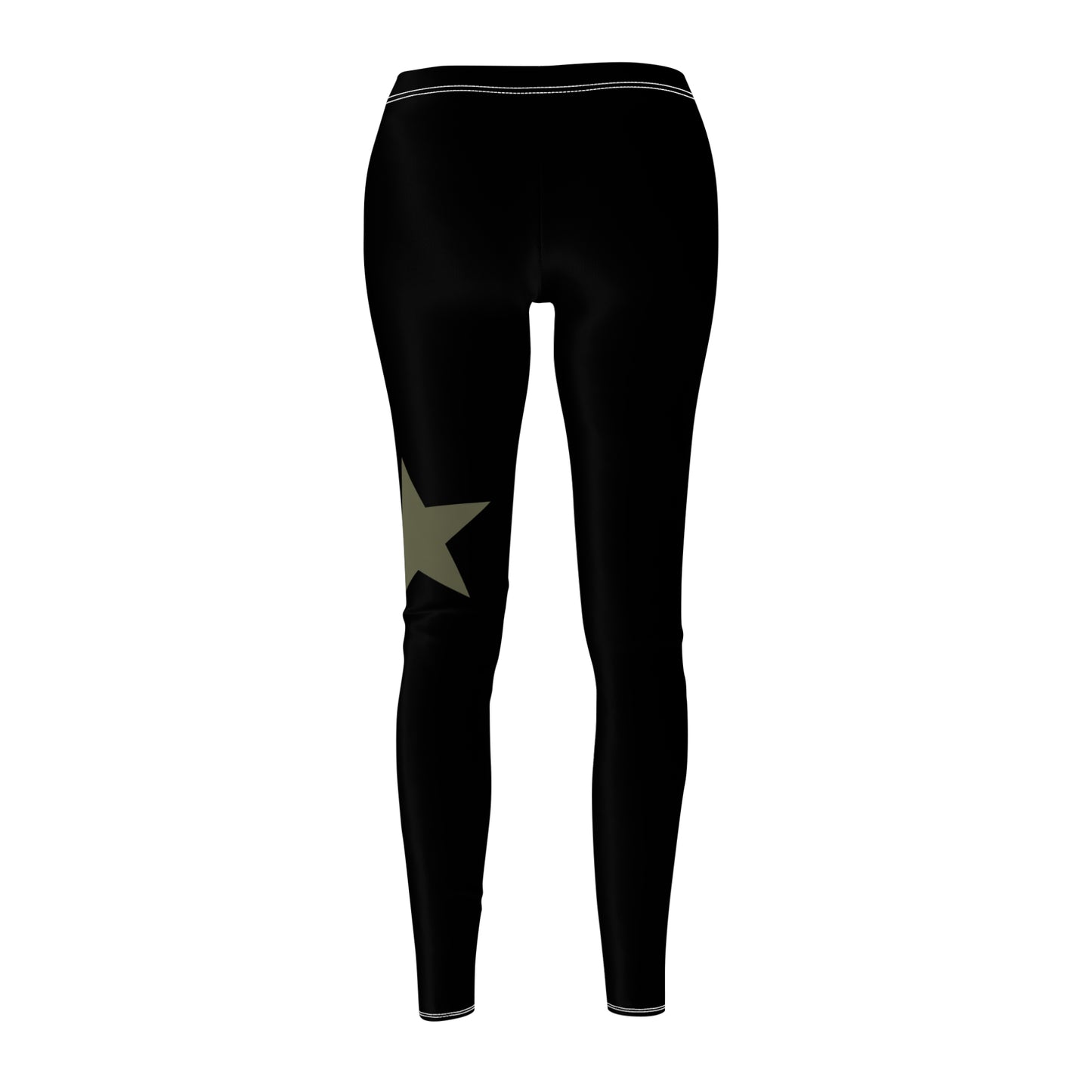 Black Star Accent Leggings — Women's Casual AOP Fashion Leggings