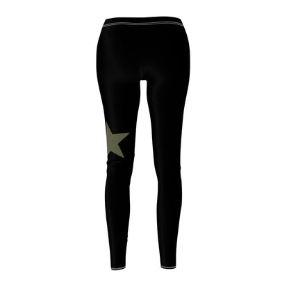 Black Star Accent Leggings — Women's Casual AOP Fashion Leggings