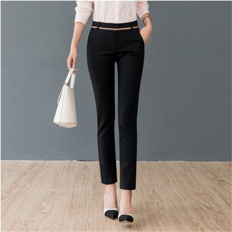 Women's High-waist Stretch Casual Straight-leg Suit Pants