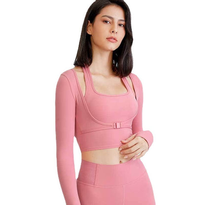 Sexy Running Sports T Shirt Long Sleeved Quick Drying Workout Clothes Top