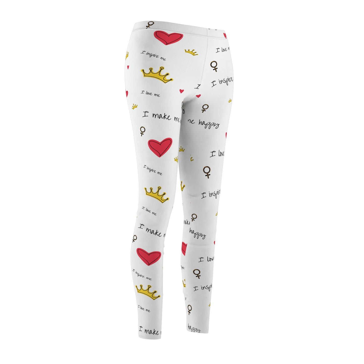 Inspirational Women's Leggings with Heart and Crown Design