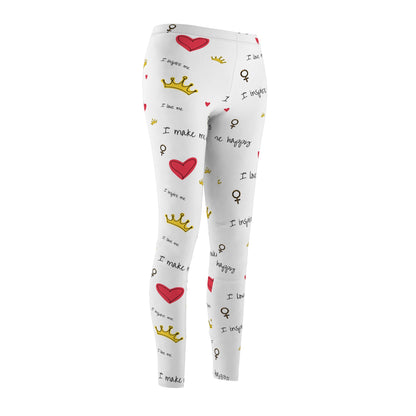 Inspirational Women's Leggings with Heart and Crown Design