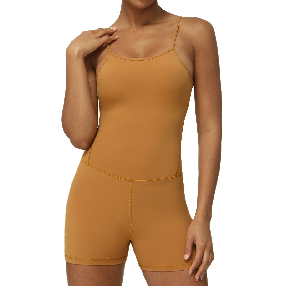 Thin Strap Yoga Clothes Shorts Suit Nude Feel One-piece Workout Top