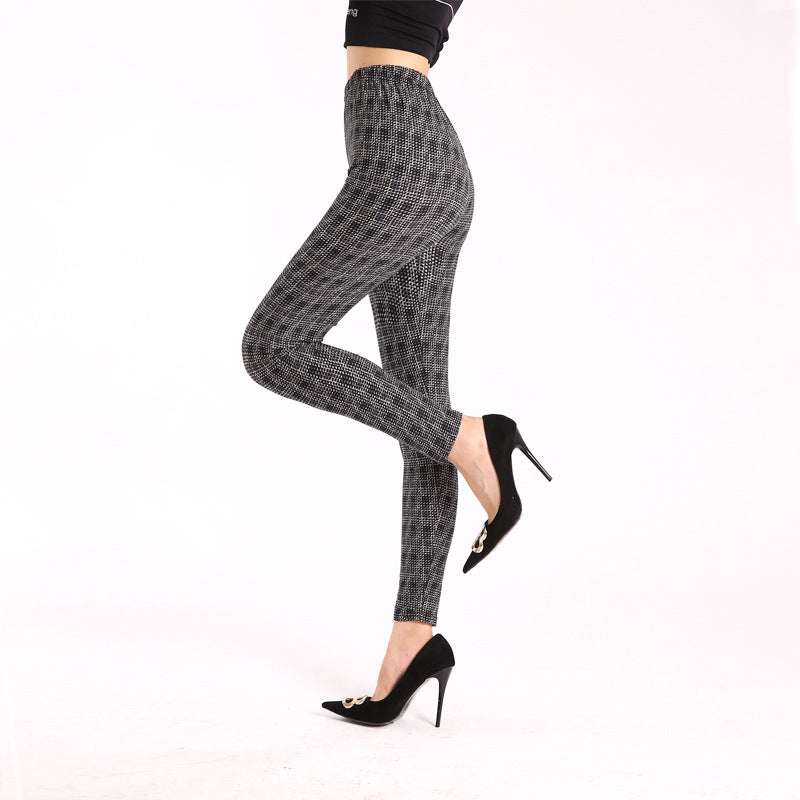 Autumn Underwear Leggings Stretch Printed High-waisted Trousers