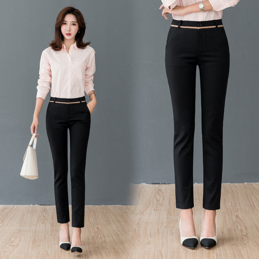 Women's High-waist Stretch Casual Straight-leg Suit Pants