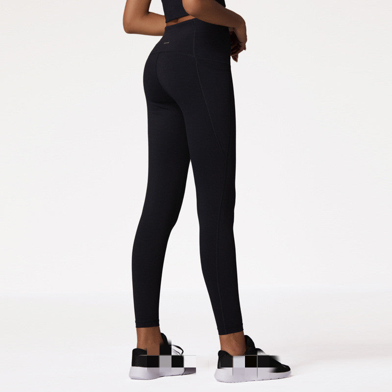 Double-Sided Brocade Nude Sports Fitness Pants High Waist Tummy And Hip Yoga Pants Women