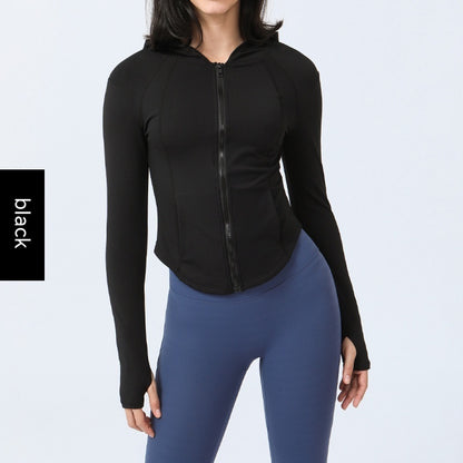 Women's Zipper Workout Slim Fit Slimming Long Sleeve Warm With Velvet Yoga Clothes Coat