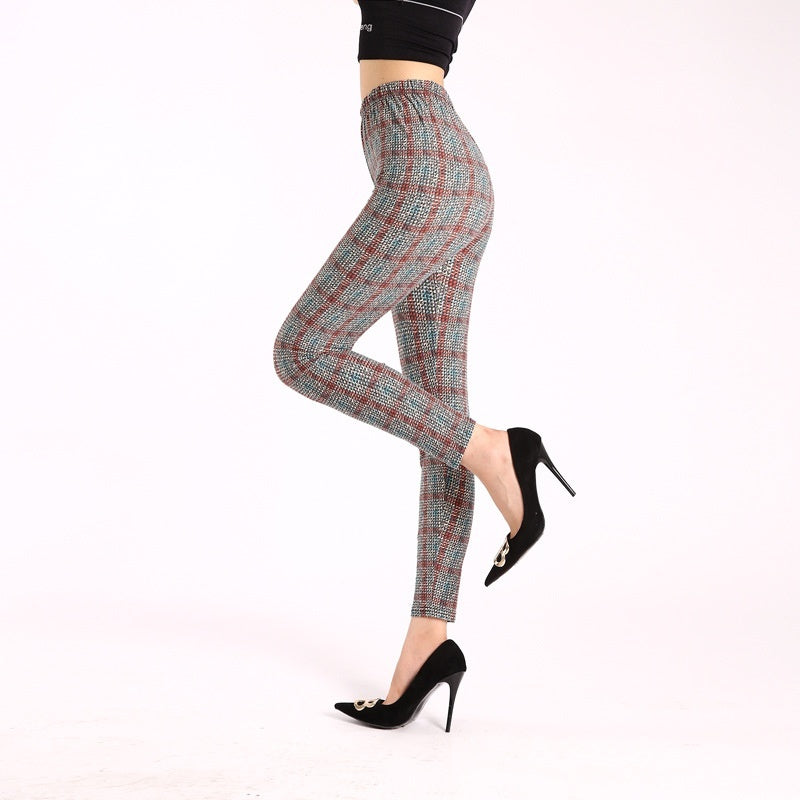 Autumn Underwear Leggings Stretch Printed High-waisted Trousers