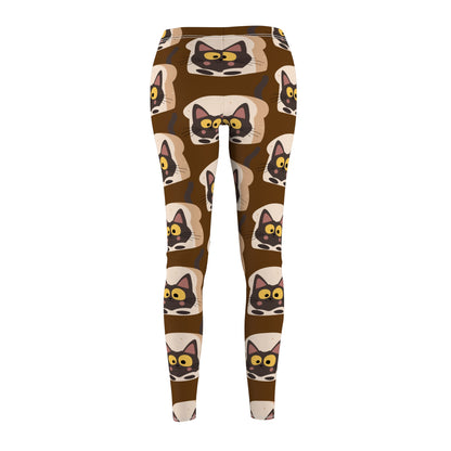 Brown Color Leggings Cat Print Casual Leggings for Women
