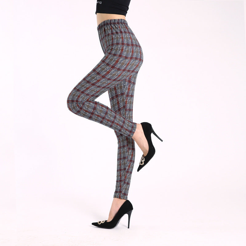 Autumn Underwear Leggings Stretch Printed High-waisted Trousers