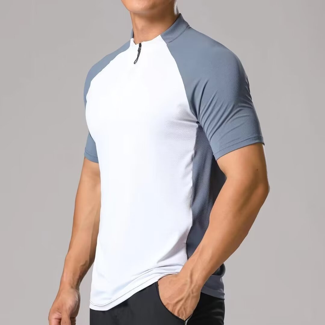 Quick-drying Stand Collar Half Zip Short-sleeved Sportswear Workout Training Clothes