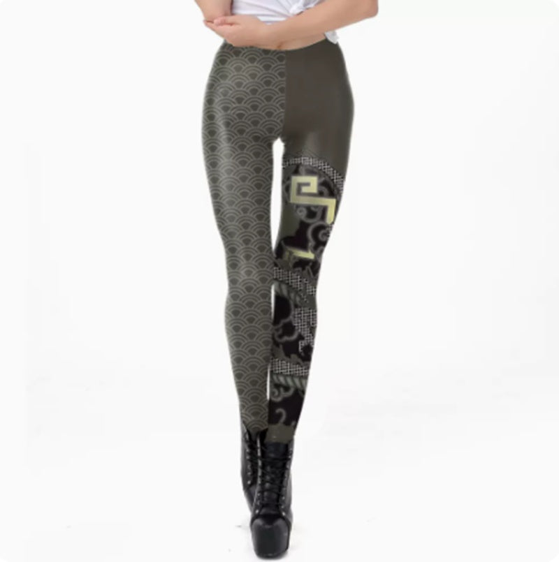European And American Thin Leggings Women Wear Digital Printed Trousers