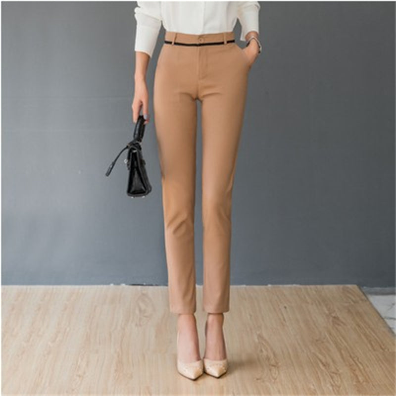Women's High-waist Stretch Casual Straight-leg Suit Pants