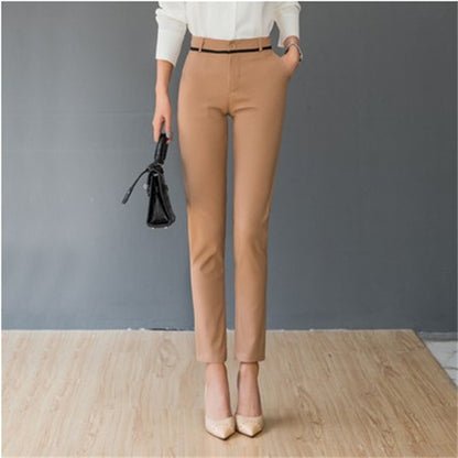 Women's High-waist Stretch Casual Straight-leg Suit Pants