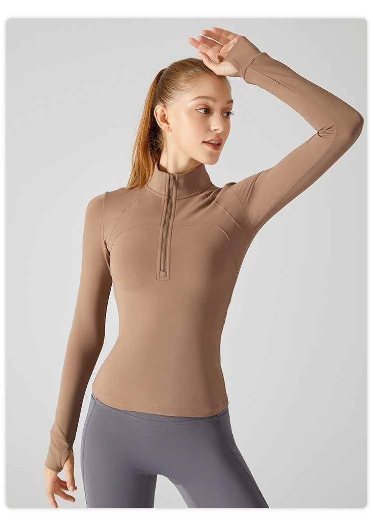 Velvet Hoodie Long Sleeve Yoga Workout Clothes Fitness Running Exercise Coat