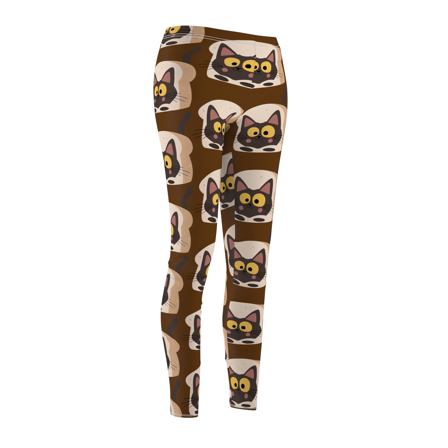 Brown Color Leggings Cat Print Casual Leggings for Women