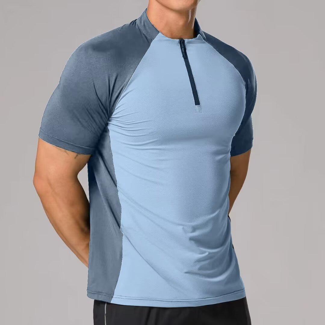Quick-drying Stand Collar Half Zip Short-sleeved Sportswear Workout Training Clothes