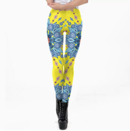 European And American Thin Leggings Women Wear Digital Printed Trousers
