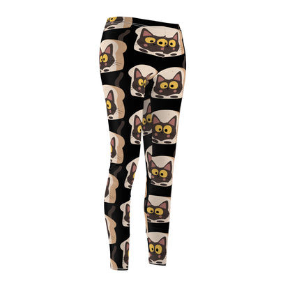 Black Color Leggings Cat Print Casual Leggings for Women