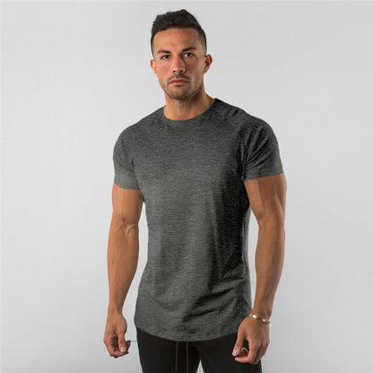 Muscular Male Brothers Workout Clothes Short-sleeved Stretch Slim Fit