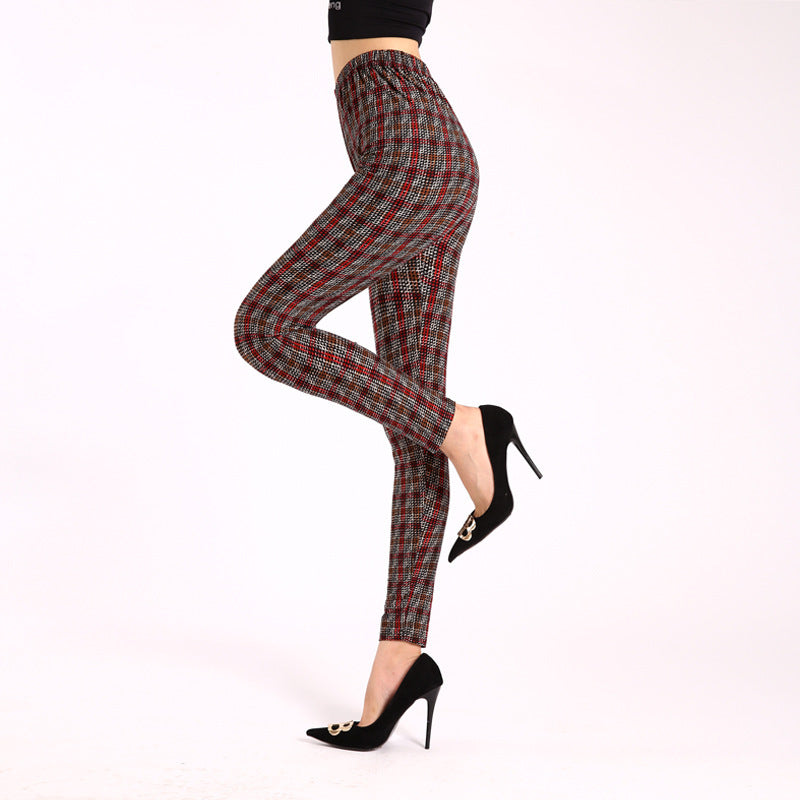 Autumn Underwear Leggings Stretch Printed High-waisted Trousers