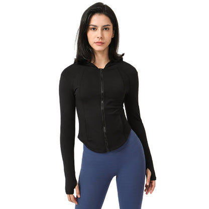 Women's Zipper Workout Slim Fit Slimming Long Sleeve Warm With Velvet Yoga Clothes Coat