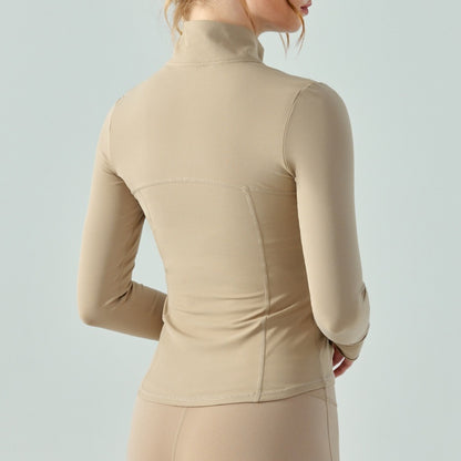 Autumn And Winter Nude Feel Slim Fit Slimming Zipper Yoga Clothes Long Sleeve Outdoor Workout Top