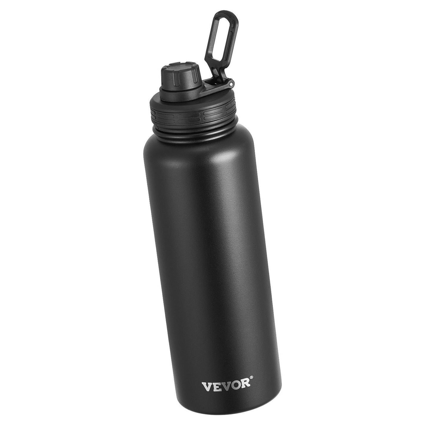 40 Oz Insulated Water Bottle Stainless Steel With Wide Mouth Lid Black