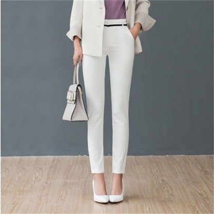 Women's High-waist Stretch Casual Straight-leg Suit Pants