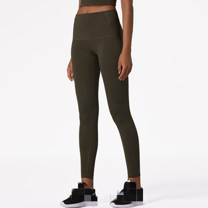 Double-Sided Brocade Nude Sports Fitness Pants High Waist Tummy And Hip Yoga Pants Women