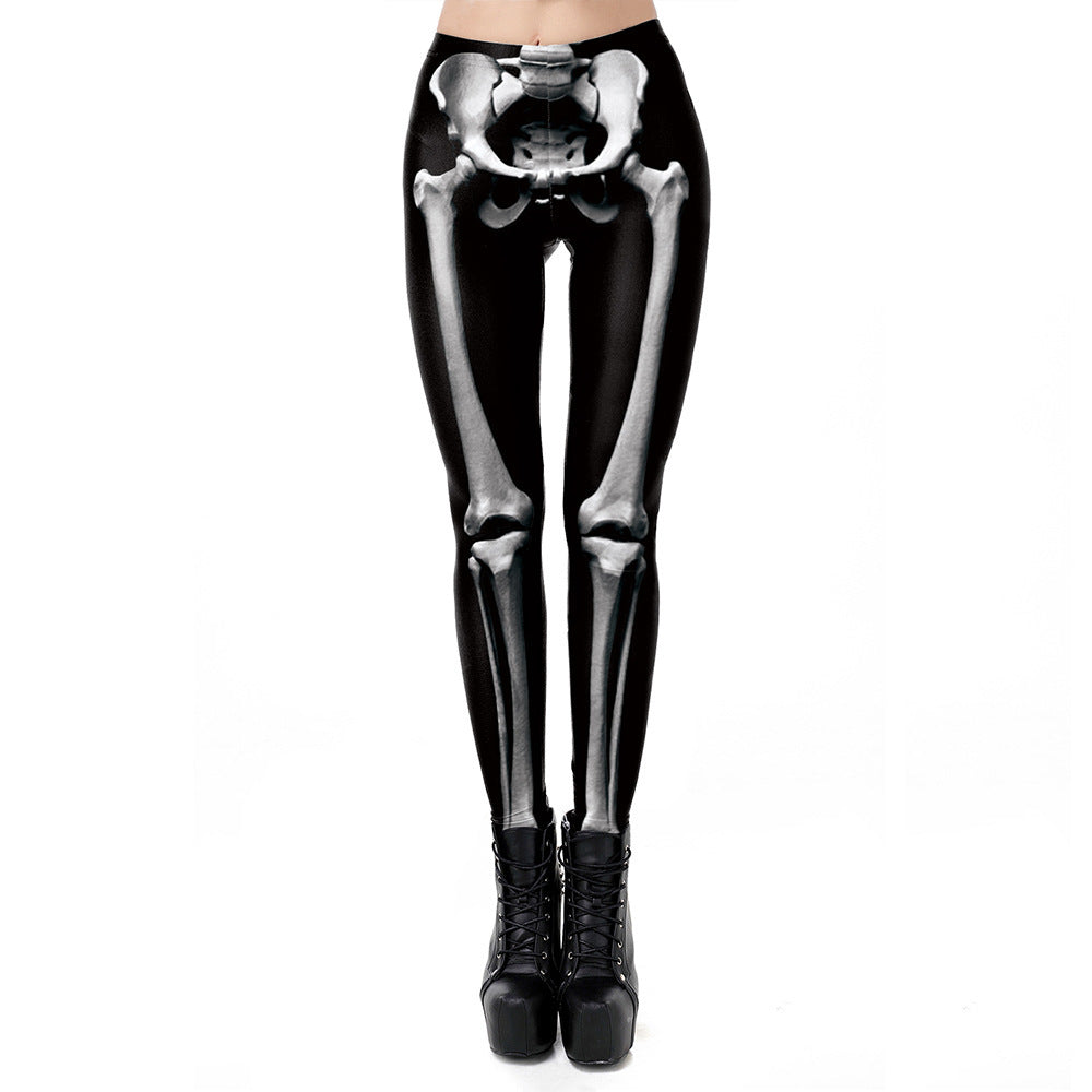 3D Skeleton Digital Printed Women's Sports Leggings
