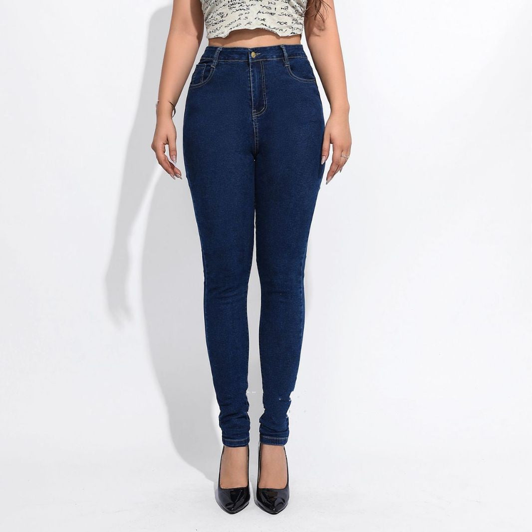 High Waist Slimming And Tight High Stretch Large Size Hip Lifting Skinny Jeans