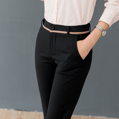 Women's High-waist Stretch Casual Straight-leg Suit Pants