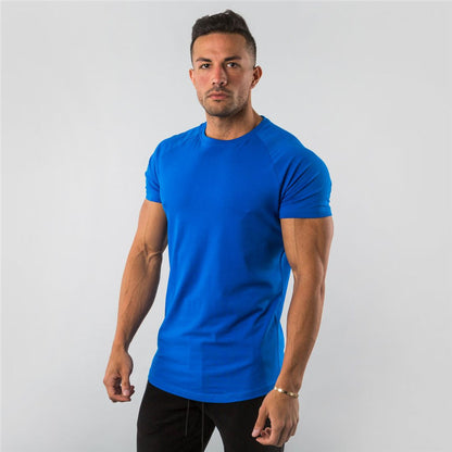 Muscular Male Brothers Workout Clothes Short-sleeved Stretch Slim Fit