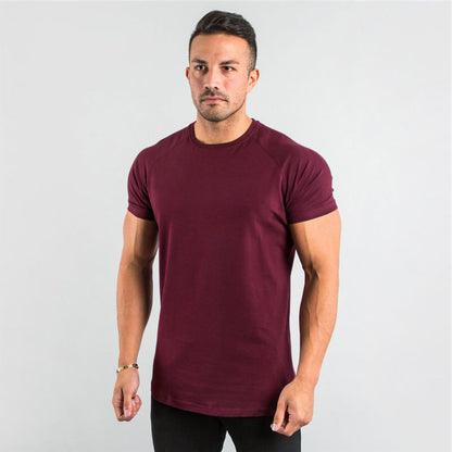 Muscular Male Brothers Workout Clothes Short-sleeved Stretch Slim Fit