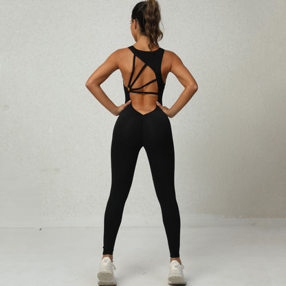 Jumpsuit Women's One-piece Yoga Sleeveless Workout Clothes Running Sportswear Stretch Tight Training Wear