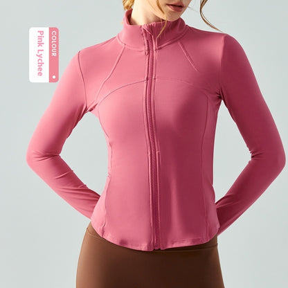 Autumn And Winter Nude Feel Slim Fit Slimming Zipper Yoga Clothes Long Sleeve Outdoor Workout Top