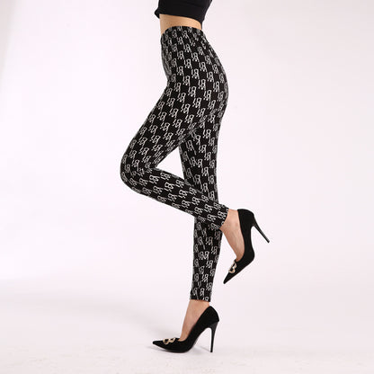 Autumn Underwear Leggings Stretch Printed High-waisted Trousers