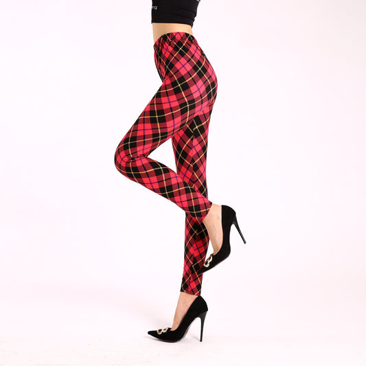 Autumn Underwear Leggings Stretch Printed High-waisted Trousers