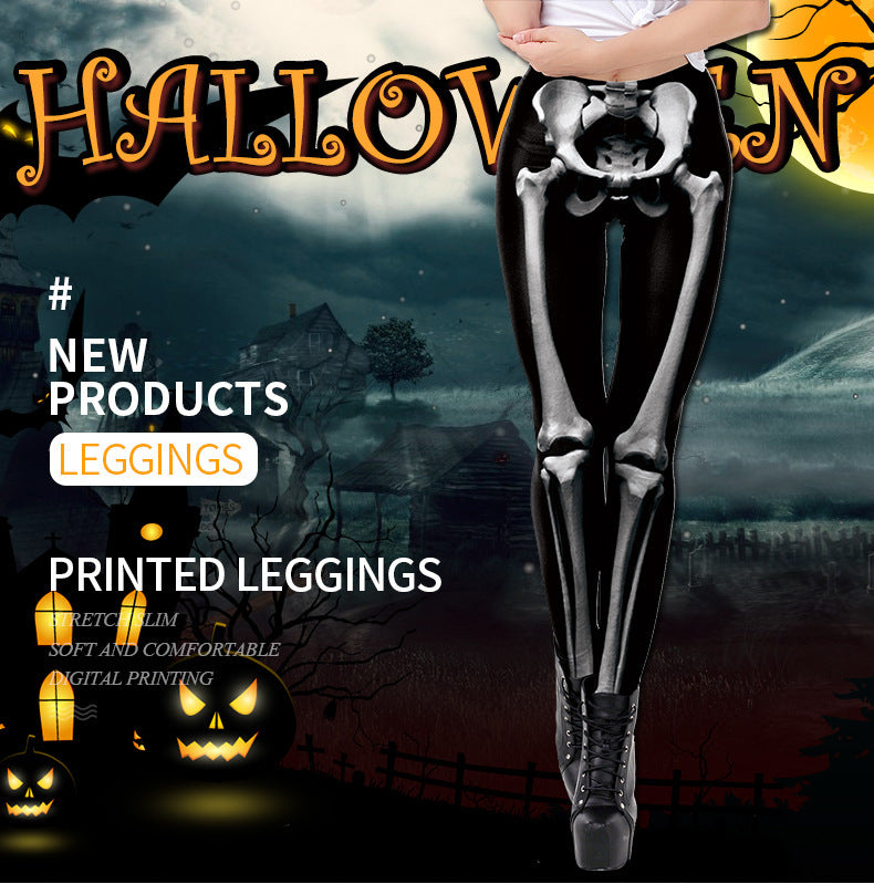 3D Skeleton Digital Printed Women's Sports Leggings