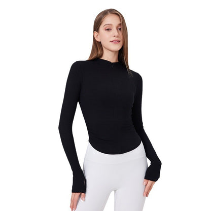 Small Waist Half Zipper Yoga Clothes Women's Workout Clothes Sports Top Pilates Training Wear Long Sleeve Blouse Autumn