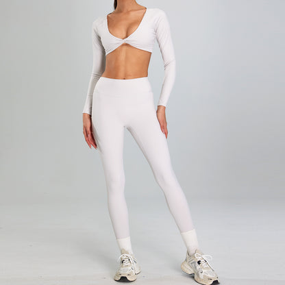 European And American High-intensity Sports Suit Outdoor Running Nude Feel Workout Clothes Slimming High Waist