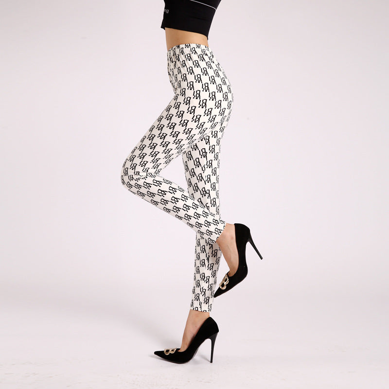 Autumn Underwear Leggings Stretch Printed High-waisted Trousers