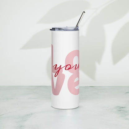 Stainless steel tumbler.