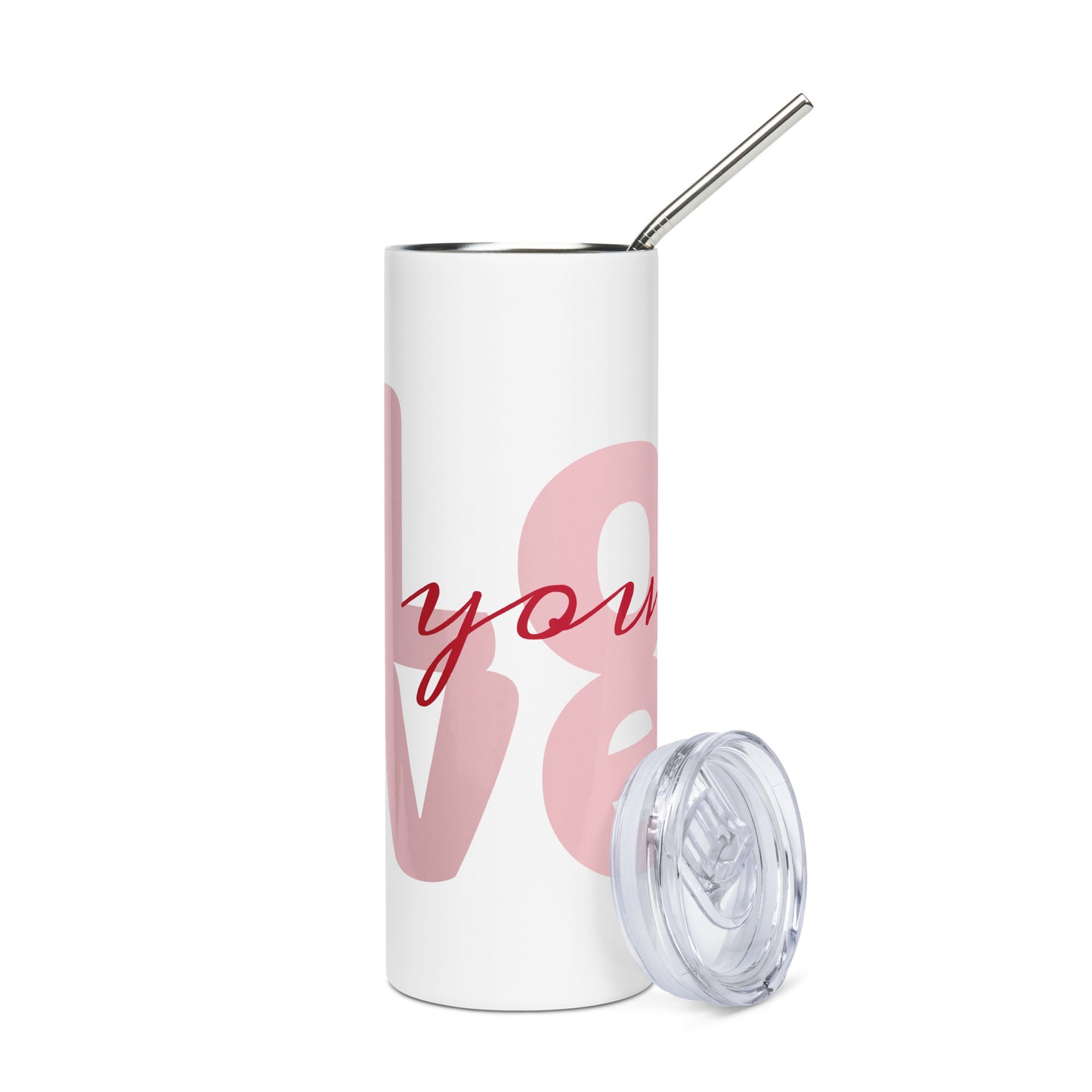 Stainless steel tumbler.